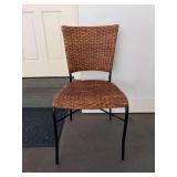 Black metal base wicker chair…..16-1/2 x 18 x 18 tall to seat (33-1/2 tall overall)