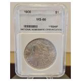 Slabbed 1900 Morgan Dollar $1 MS-66 NNC...