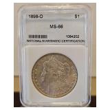Slabbed 1898-O Morgan Dollar $1 MS-66 NNC...