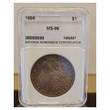 Slabbed 1896 Morgan Dollar $1 MS-66 NNC...