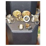 US Marine corps cufflinks, tie tack, and lapel pin. Horse and bridal cufflinks and two tie tacks.
