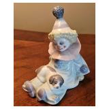 Lladró porcelain figurine titled 'Pierrot with Puppy'. 4.25 in tall.