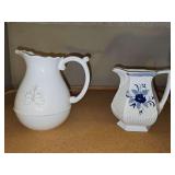 Grace pitcher, 7.25 in and vintage Adam's English ironstone picture, 6 in tall.