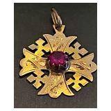 18K yellow gold pendant from Jerusalem. 1 in diameter.   2.56 grams
