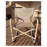 MacCabee folding patio/camping chair…..23-1/4 x 15 x 20 tall to seat (36 tall overall)……needs cleaned from being on patio and does have sun fading