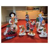 Very nice grouping of adorable Christmas decor pieces - 4 in the front are signed David Frykman Portfolio pieces - deer has 1 broken antler