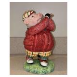 Vintage Fitz & Floyd "Pig Essentials" golfing pig cookie jar - 10” tall - 2 tiny chips on clubs