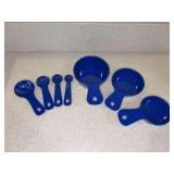 Set of (4) Royal Blue Melamine measuring spoons and set of (3) Melamine measuring cups