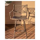 Black metal outdoor counter height swivel chair…..24-1/4 x 17 x 29-1/2 tall to seat (43-3/4 tall overall)