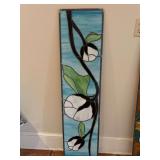 Stained glass panel depicting cotton boll design…..12w x 48 tall