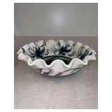 Beautiful signed Gail Pittman ruffled edge serving bowl…..12-1/4”D x 4-1/4” tall