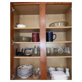 Contents of kitchen cabinets - assorted glassware, dinnerware and more - chipping on some