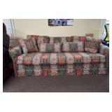 Southwestern upholstered sofa and throw pillows…..83 x 23-1/2 x 18 tall to seat (23 tall overall)