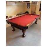 NEW PICS ADDED - Beautiful Gandy slate top pool table with mother-of-pearl inlay and leather pockets (please read entire description)…..55-1/2 x 101 x 32 tall….there are blemished (see pics)