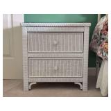 Lexington Henry Link white wicker 2-drawer nightstand with glass top overlay….23-1/2 x 17-1/4 x 24 tall