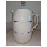 Vintage Marshall Art Pottery Pitcher with Cobalt Blue Spripjng - Ladrence Houston…..9-1/2” tall