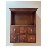 Handcrafted wood wall cabinet with 6 drawers - 24 x 7-1/2 x 32 tall - back is not solid all the way down (see last pic)