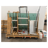 5 Panes of Glass W/Wood Frame, Scrap Metal, Tupperware