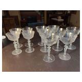 Grouping of (11) Vintage Rock Sharpe (Beaumont) Vintage cut crystal stemware pieces