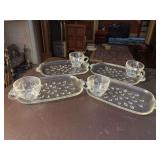 Vintage Set of (4) Hazel Atlas Teardrop Snack & Sip Plate Cup Set