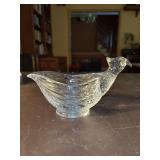 Vintage Crystal pheasant-shaped gravy boat - not marked but believed to be by Godinger or Bohemia - 8-1/2” long x 4-3/4” tall