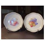 Pair of Schumann Arzberg Germany Reticulated Scalloped Edge Gold Trim 7" Dessert Plates