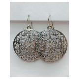 Vintage Silver Tone Contemporary Filigree Dangle Pierced Earrings