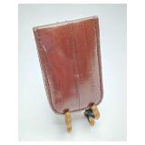 Brown Leather of the Sea Eel Skin Magnetic Money Clip. See pics scuffs.