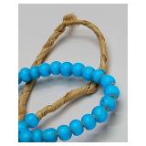 Turquoise Blue White Heart Glass Trading Beads, Necklace, African White heart Beads.