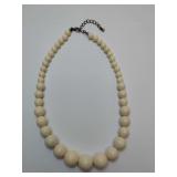 Vintage graduated beaded necklace, off white, ivory, adjustable clasp.