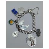 Vintage 1960s Sterling Silver Charm Bracelet, Automade Sterling stamped on clasp, all but 2 charms have sterling on them, weighs 33 grams