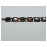 Multi Color Stone, Two tone Copper/Silver Panel Braclet.