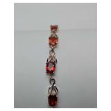 Natural Garnet Silver Tennis Bracelet | 925 Sterling.