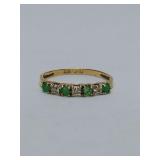 Vintage 10K - JAD yellow gold band with alternating emerald and diamond gemstones. Size 6.5. Weighs 0 grams.