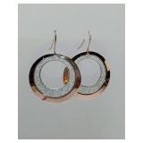 Rose gold with crushed rhinestone centers, dangle. 1 3/4" long.