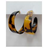 Lovely Tortoise Shell Acetate Tapered Hoop Earrings