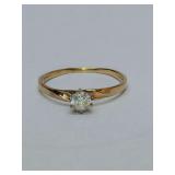 Vintage 14k Style Crest Diamond Solitaire Leafy Ring. Size 8. Weighs 0 grams.