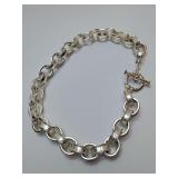 Carolee silver tone Belcher toggle necklace, links have WHVNXTM stamped on them.