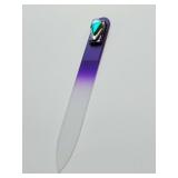 Crystal glass nail file, specifically one crafted from high-quality Czech glass, will never get dull. 4" long. With case.