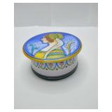 Rare Vintage ceramic trinket box, Italian lady, trinket box.