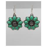 R. H. Macy/Lucky Brand Turquoise flower drop earrings. The back side is as attractive as the front side