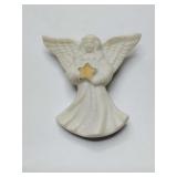 Vintage Lenox porcelain angel lapel pin featuring a gold-accented star.