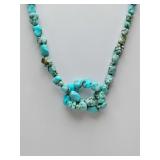 Vintage Navajo turquoise piece, chunky Kingman turquoise stones, found in Native American jewelry.
