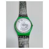 Vintage 1992 Swatch Watch GG121 CAPPUCCINO Coffee Lover, well worn, not working, may just need new battery. SWISS MADE.
