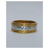 Vintage Two Tone Hammered Style Ring. Size 7.5.