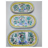 Green Rooster (Ovieto) by Deruta, Italy: 3 small relish dishes.