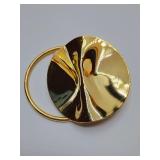 Vintage German gold-tone scarf or blouse clip featuring a round, crinkle design. Made in Germany.