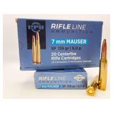 Two RIFLE LINE 7mm MAUSER SP 139gr 20RD Ammo / PP7