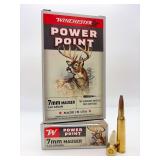 Two WINCHESTER POWER POINT 7mm MAUSER 145gr 20RD WHITETAIL Ammo / X7MM1