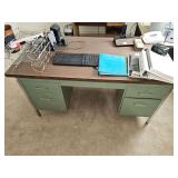 Metal desk and contents as shown. HEAVY. Bring help to load this item.